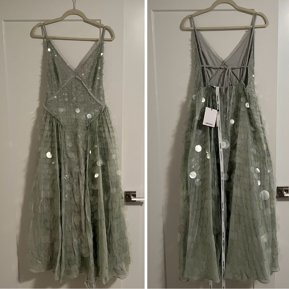 ARRANGE Embellished Sequin Cami Midi Dress – Seafoam Green – Size 10 (NWT) - Picture 7 of 9